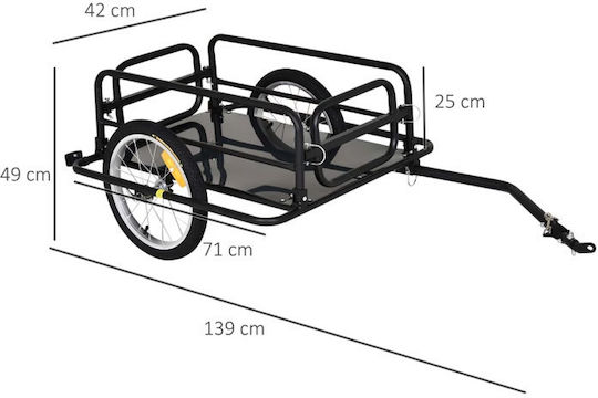 HomCom Bicycle Trailer for Steel Cargo 139 x 71.5 x 49 cm