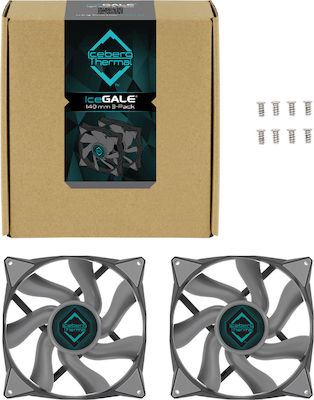 Iceberg Thermal IceGALE 140mm 4-Pin PWM Case Fan Gray 2-pack