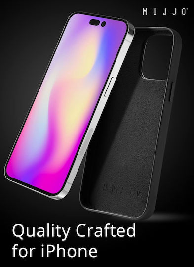 Mujjo Back Cover Δερμάτινο 1mm με Υποδοχή για Κάρτες Μαύρο (iPhone 14 Pro Max)