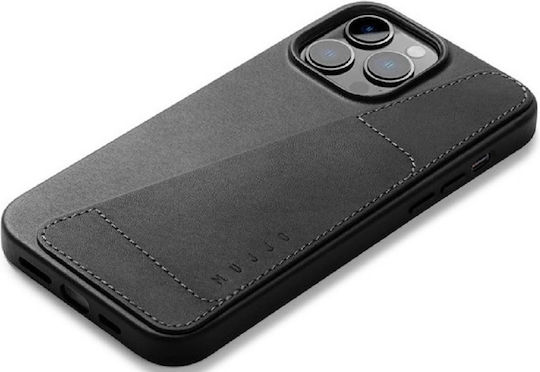 Mujjo Back Cover Δερμάτινο 1mm με Υποδοχή για Κάρτες Μαύρο (iPhone 14 Pro Max)