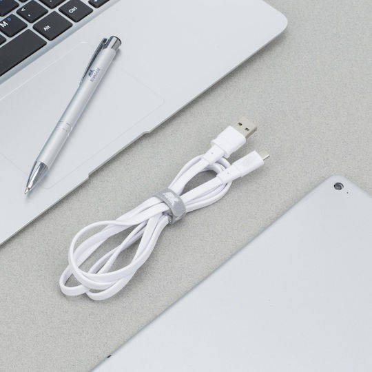 Rivacase Flat USB 2.0 to micro USB Cable Λευκό 1.2m (PS6000WT12)