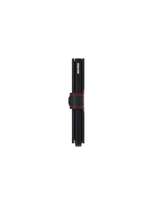 Secrid Miniwallet Perforated Δερμάτινο Ανδρικό Πορτοφόλι Καρτών με RFID και Μηχανισμό Slide Μαύρο/Κόκκινο