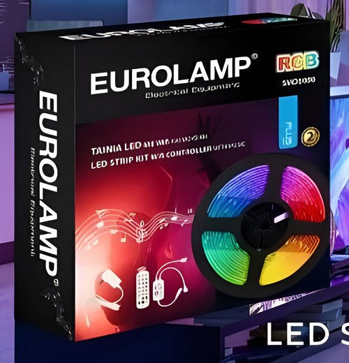 Eurolamp LED Лента 12V RGB Светлина 2x5m Тип SMD5050 с Захранване, Дистанционно управление & WiFi Контролер
