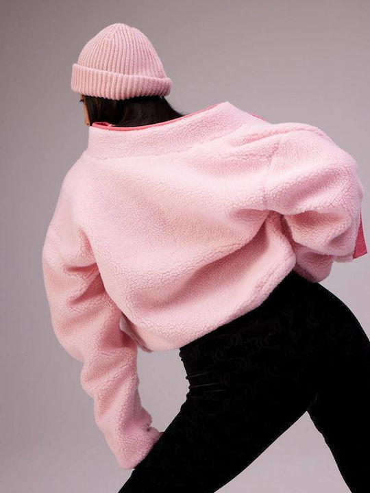 Juicy Couture Nelly Κοντή Fleece Γυναικεία Ζακέτα με Φερμουάρ σε Ροζ Χρώμα