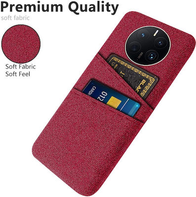 Premium Fabric Back Cover with Credit Card Holder Red (Huawei Mate 50 Pro)