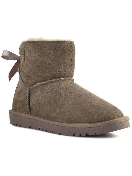 Kelara Suede Women's Ankle Boots with Fur Beige