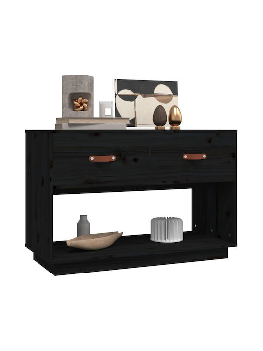 TV-Ständer aus Massivholz Schwarz M90xT40xH60cm