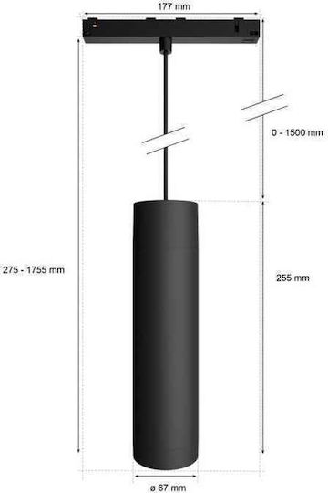 Philips Κρεμαστό Φωτιστικό Μαύρο LED με Πολύχρωμο RGB Φωτισμό Ράγα 28.8x17.7εκ.