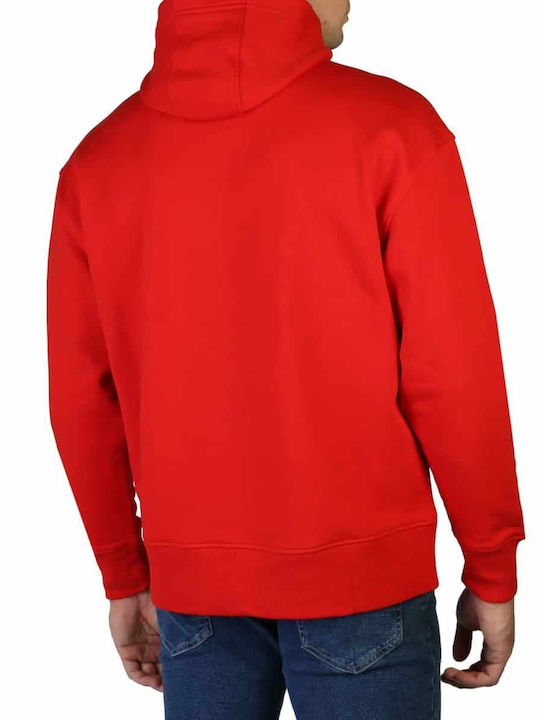 Tommy Hilfiger Men's Sweatshirt with Hood and Pockets Red