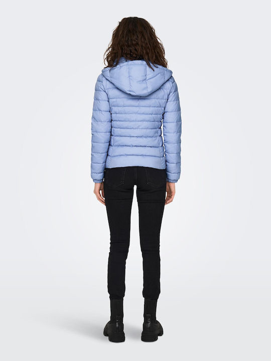 Only Women's Short Puffer Jacket for Winter with Hood Grapemist