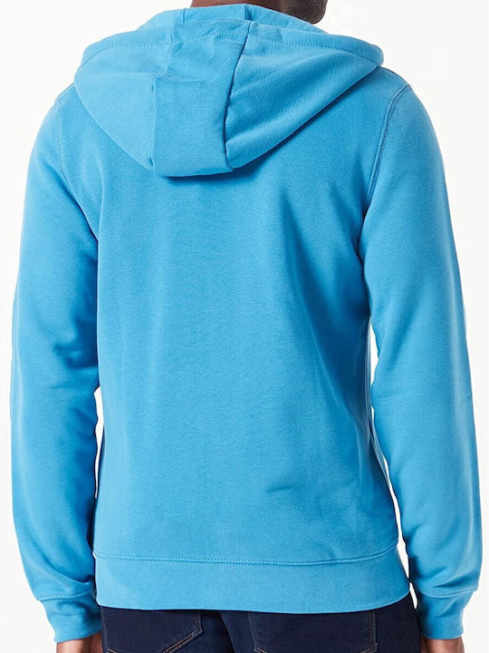 S.Oliver Men's Sweatshirt Jacket with Hood and Pockets Turquoise