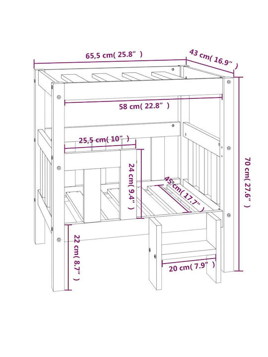 vidaXL Loft Bed Pat pentru câini Alb 70x65.5cm.