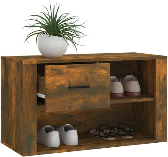 Wooden Shoe Organizer with 2 Shelves Yellow 80x35x45cm