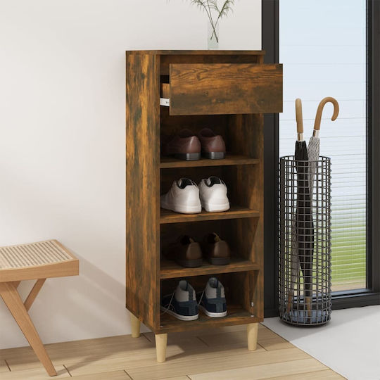 Wooden Shoe Organizer with 4 Shelves Yellow 40x36x105cm