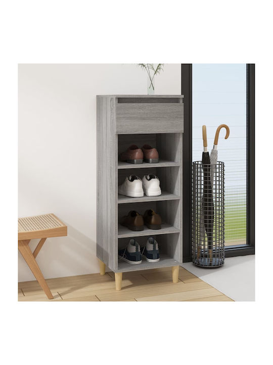 Wooden Shoe Organizer with 4 Shelves Gray 40x36x105cm