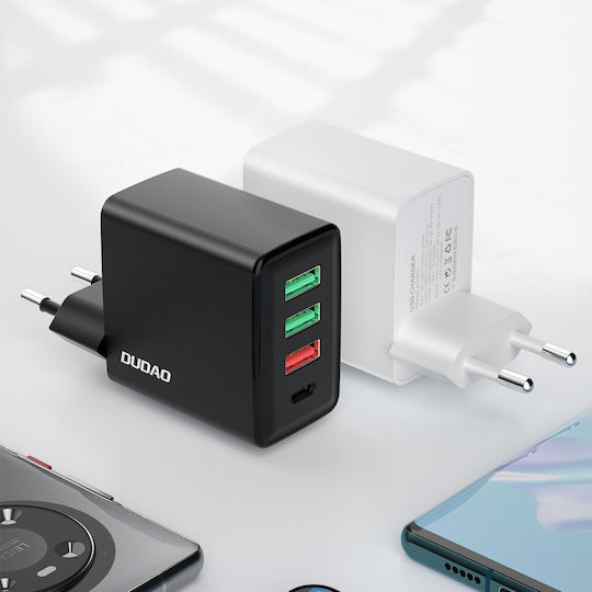 Dudao Wireless Charger with 3 USB-A Output Ports and USB-C Port 20W Power Delivery / Quick Charge 3.0 Black