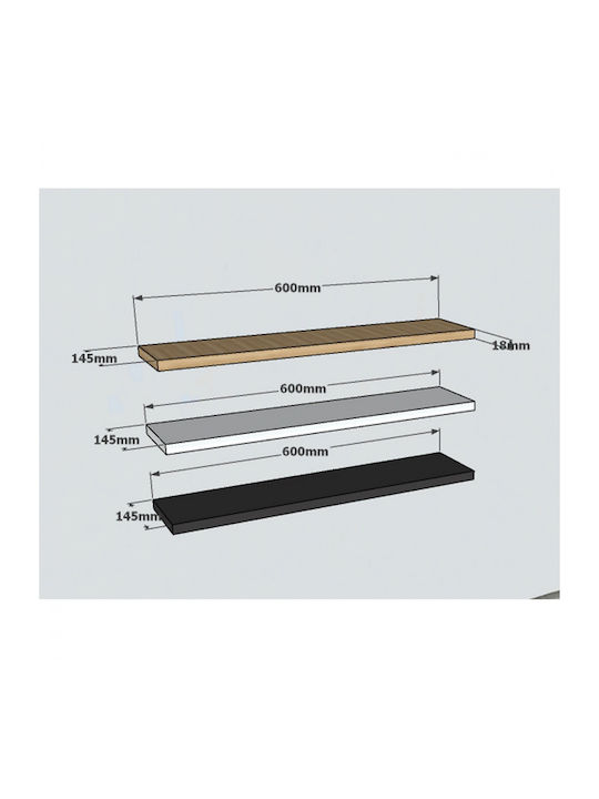 Boss White Wall Shelves (3 Pieces) 60x14.5x1.8cm