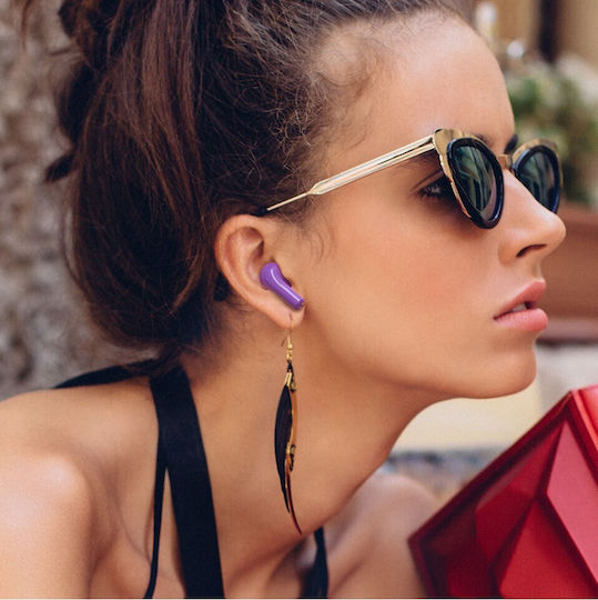 Happy Plugs Joy In-ear Bluetooth Handsfree Earphones with Sweat Resistance and Charging Case Purple