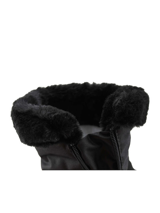 Snow Boots with Zipper & Fur Black