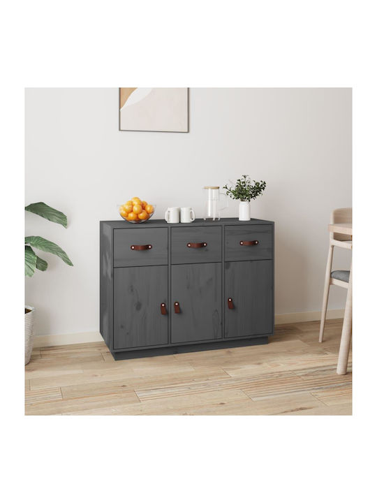 Sideboard made of Solid Wood with Drawers Gray 100x40x75cm