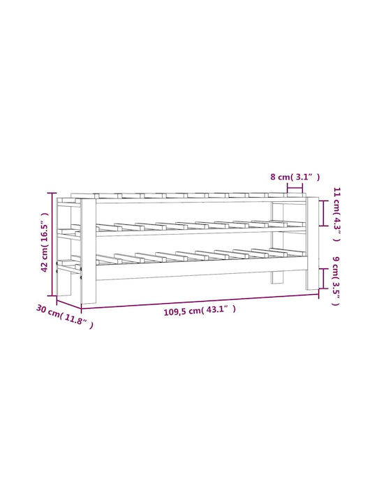 vidaXL Wandmontiert Weinkeller Hölzernes für 30 Flaschen Braun 109.5x30x42εκ.