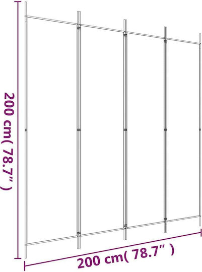 vidaXL Decorativ Paravan Tesatura cu 4 Panouri 200x200cm