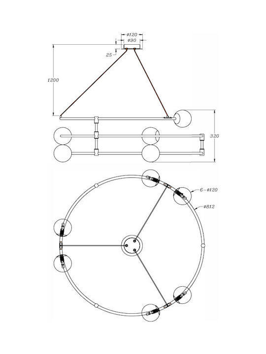 Maytoni Balance Suspendat Candelabru pentru 4 Becuri G9 Aur