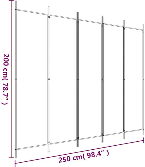vidaXL Dekorativer Raumteiler Stoff mit 5 Paneelen 250x200cm