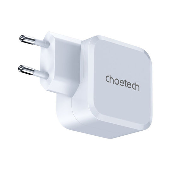 Choetech Ladegerät ohne Kabel mit USB-C Anschluss 45W Stromlieferung Weißs (PD8007)