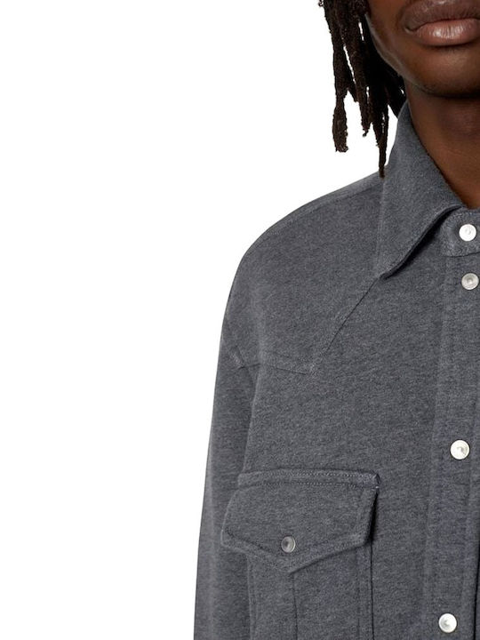 Long Sleeve Cotton Overshirt in Regular Fit Gray