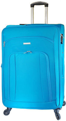 Diplomat Large Travel Suitcase Fabric Petrol with 4 Wheels Height 78cm