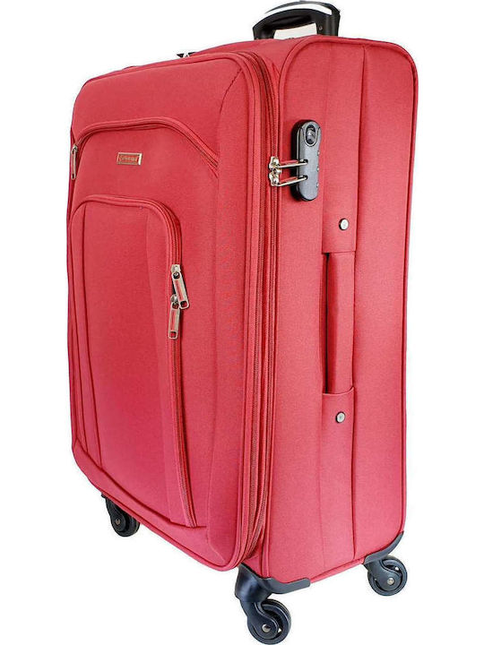 Diplomat Large The Quattre Collection Large Fabric Red Suitcase With 4 Wheels Height 78cm