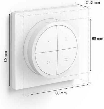 Philips Wall Mounted Dimmer Switch with Frame LED Button White in White Colour