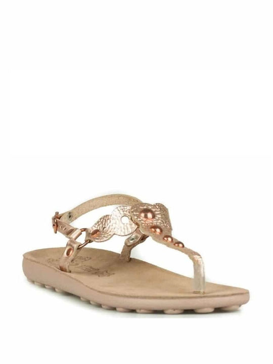 Fantasy Sandals Eliza Δερμάτινα Γυναικεία Σανδάλια Rose Gold Volcano