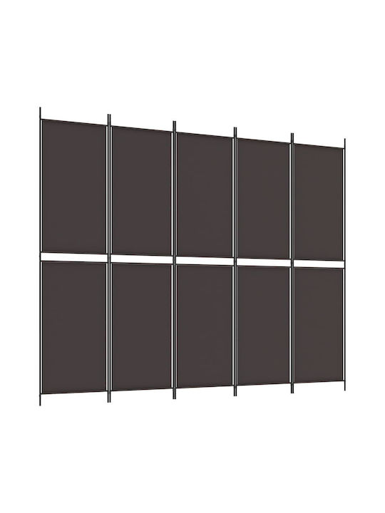 vidaXL Decorative Room Divider Fabric with 5 Panels Coffee 250x200cm