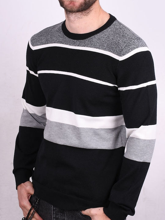 Knitted blouse with wide stripes Black