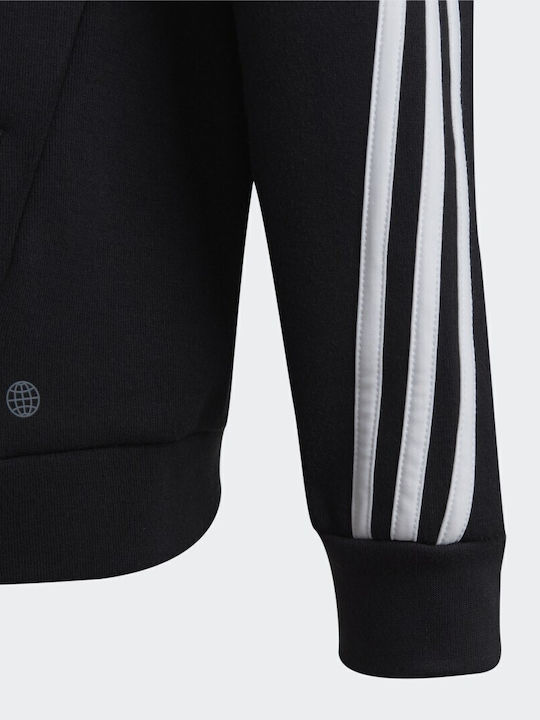 Athletic Kids Cardigan Cotton with Hood Black