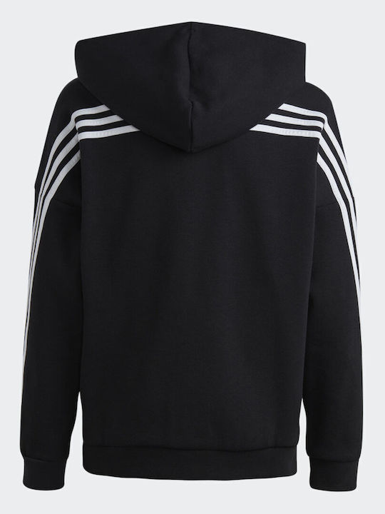 Athletic Kids Cardigan Cotton with Hood Black