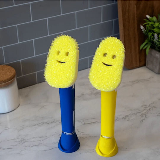 Scrub Daddy Kitchen Sponge for Dishes Blue with Handle Dish Wand