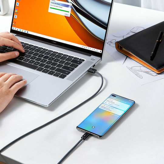 Baseus Dynamic Braided USB 2.0 Cable USB-C Male - USB-A 100W PD White 2m CALD000702