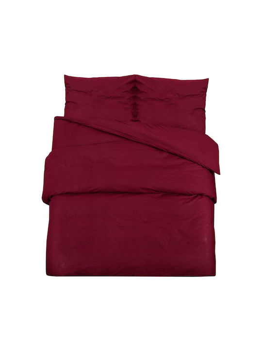 vidaXL Duvet Cover Set Cotton Single with Pillowcase 135x200 Burgundy