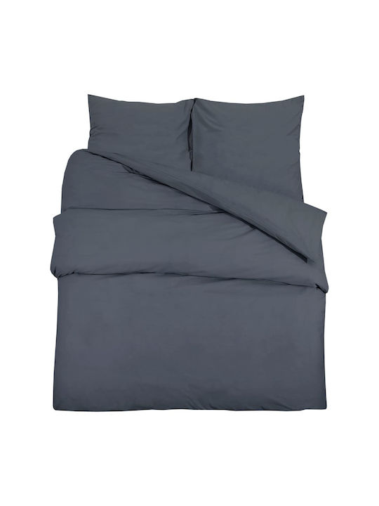 vidaXL Set Bettbezug Einzelbett mit Kissenbezug 135x200 Charcoal