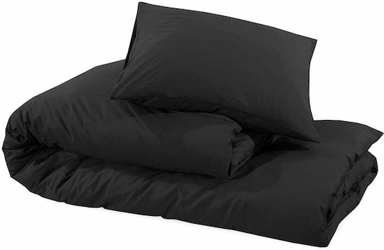 vidaXL Duvet Cover Set Single with Pillowcase 135x200 Black