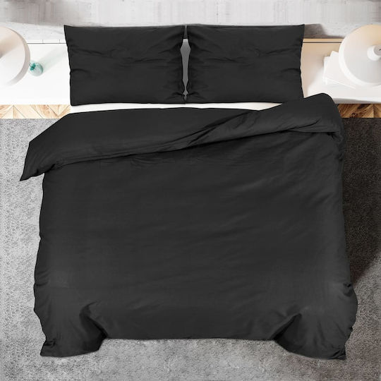 vidaXL Duvet Cover Set Single with Pillowcase 135x200 Black