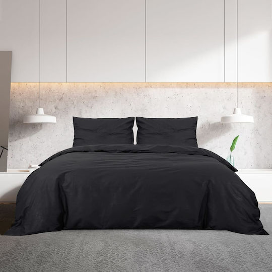 vidaXL Duvet Cover Set Single with Pillowcase 135x200 Black