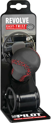 Lampa Lazy Car Steering Wheel Lazy Steering Wheel Rotating Leather Black with Red Stitching 20-40mm