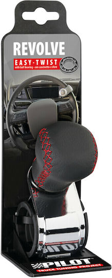 Lampa Lazy Car Steering Wheel Lazy Leather Steering Wheel Cover with Red Stitching and Chrome Armrest 20-40mm