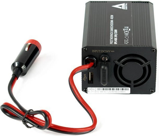 Azo Digital Car Inverter 400W to Converter 24V DC in 230V AC with 1xUSB
