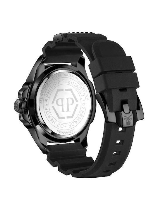 Philipp Plein The $kull Watch Battery with Black Rubber Strap