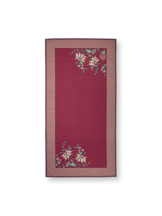 PiP Studio Τραπεζομάντηλο Βαμβακερό Flower Festival Κόκκινο 150x300εκ.